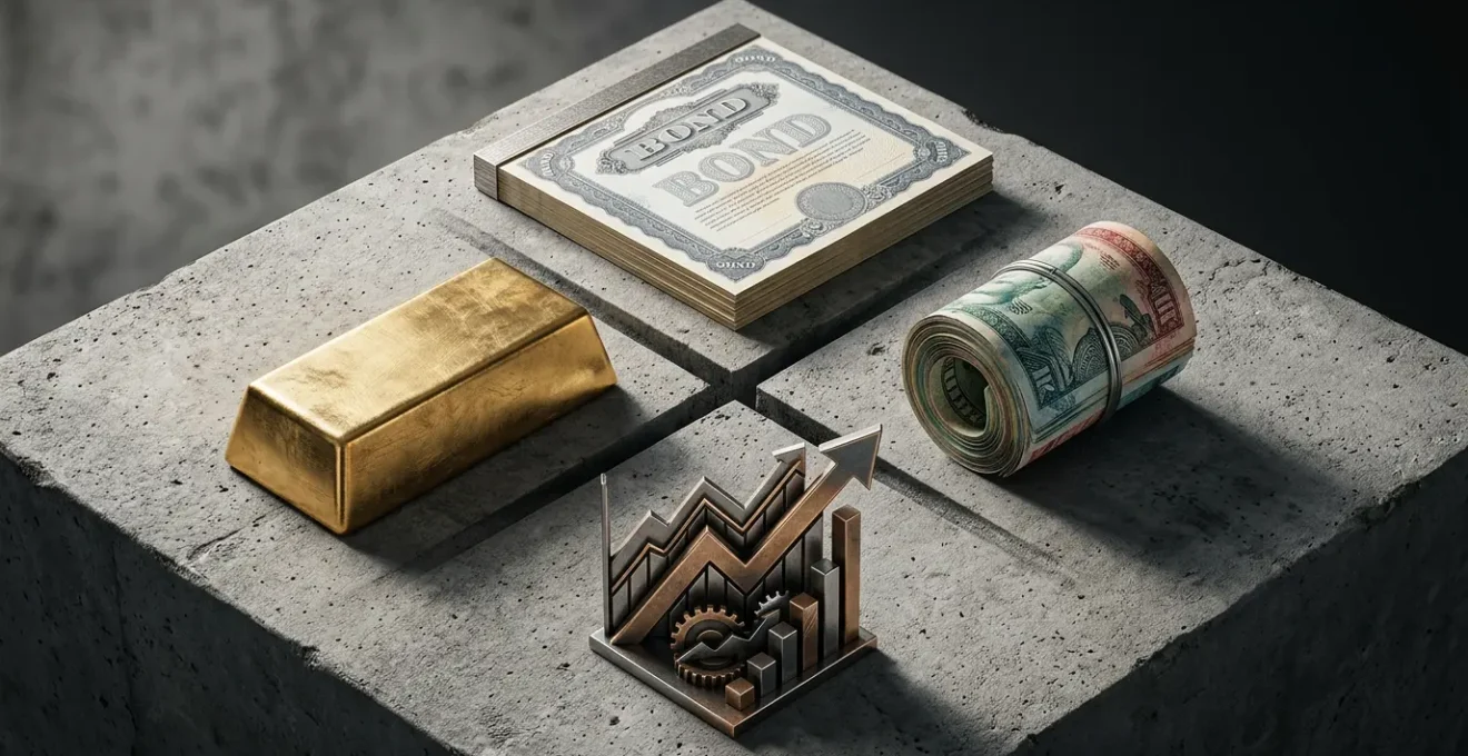 Concept de protection du capital contre l'inflation avec stratégie d'investissement équilibrée et diversifiée