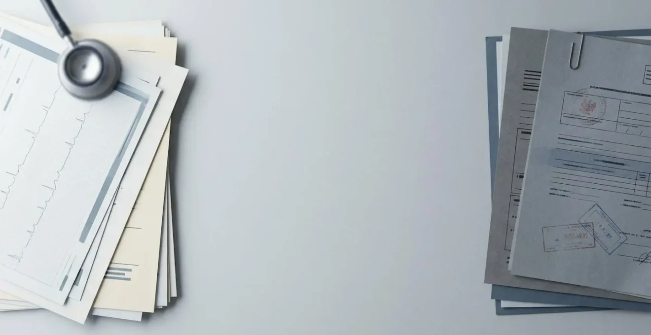 Personne face à un choix difficile entre documents médicaux et administratifs