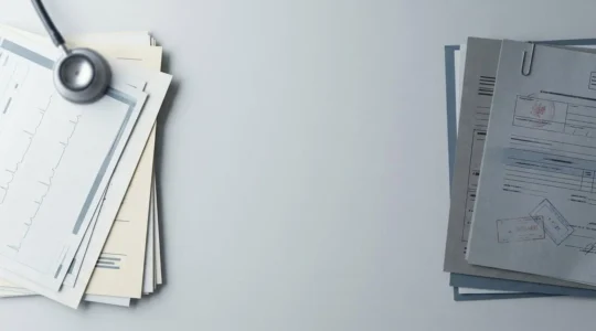 Personne face à un choix difficile entre documents médicaux et administratifs