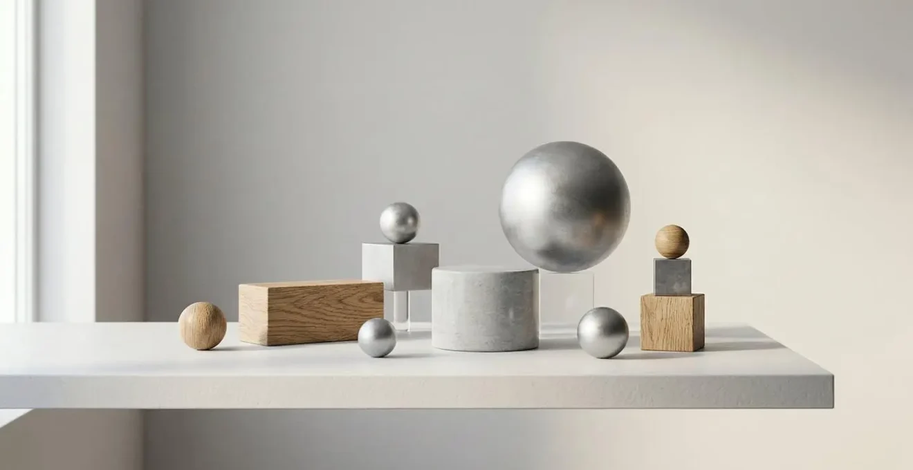 Composition minimaliste representant l'equilibre d'un portefeuille d'investissement diversifie