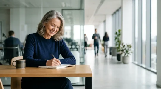 Professionnel senior actif dans un environnement de travail moderne illustrant la transition vers le cumul emploi-retraite