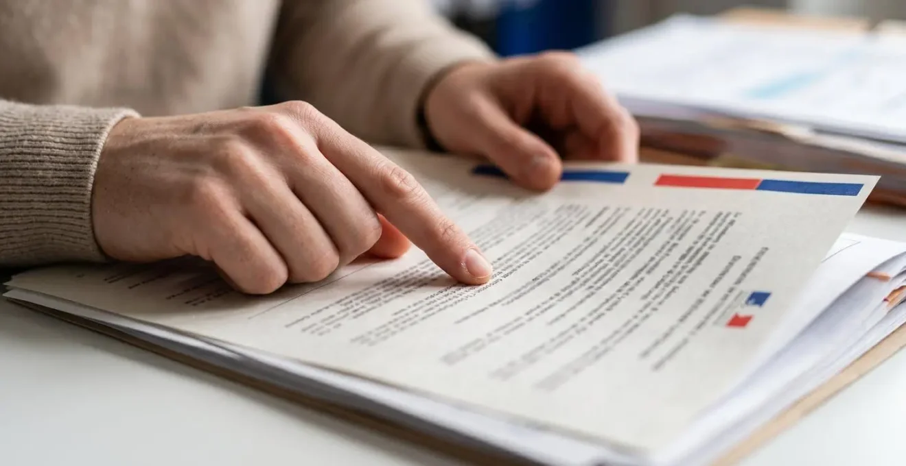 Vérification méticuleuse d'un dossier de candidature locataire avec documents officiels